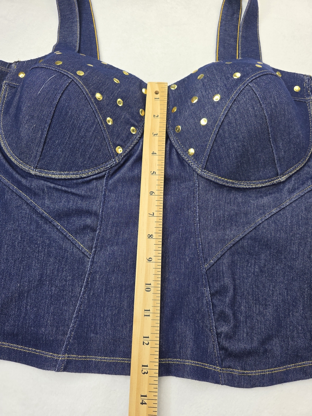 Dark Blue 2X Denim Bustier with Stud Detail 3642-CR - Picture 11 of 13